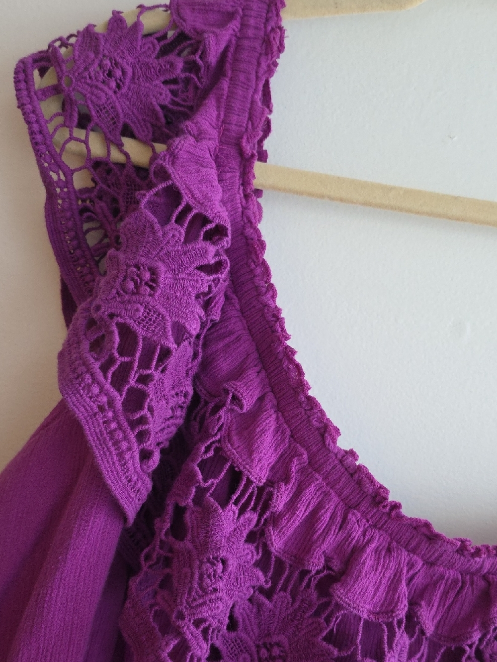Lane Bryant‎ Purple Cotton Gauze One Shoulder Embroidered Dress